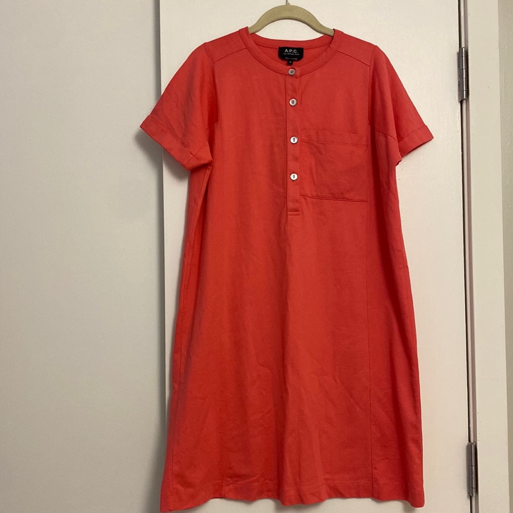 A.P.C. Cotton shift dress in bright pink size M